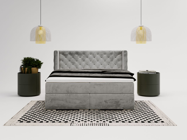 Boxspringbett mit Bettkasten 120x200 Lion Grau