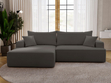 Ecksofa L-Form Links mit Schlaffunktion und Bettkasten California Dunkelgrau