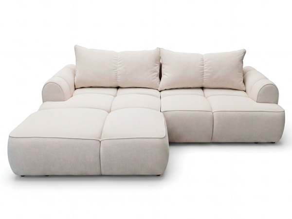 Ecksofa L-Form Links mit Schlaffunktion und Bettkasten Bonno Beige