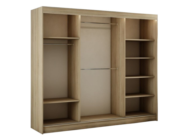 Schiebetürenschrank 250 cm mit Spiegel und LED-Beleuchtung Luzio Eiche Sonoma