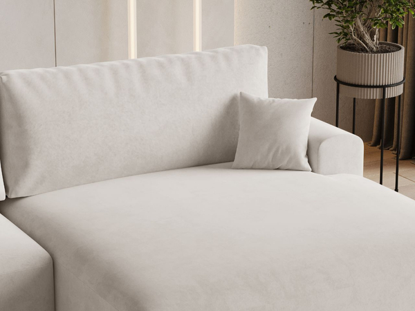 Ecksofa L-Form mit Schlaffunktion und Bettkasten Serene Rechts Hellbeige