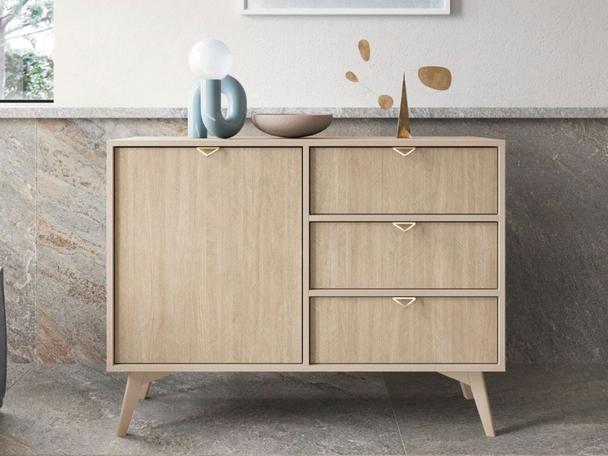 Kommode mit Türe und Schubladen Modena Beige