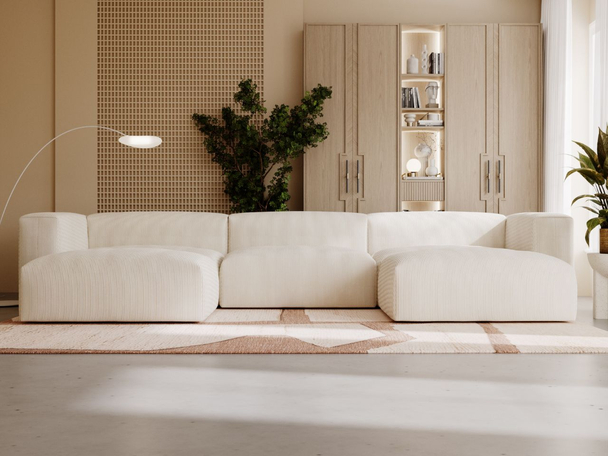 Wohnlandschaft Universell Moderne Cord Ecksofa Landi Beige