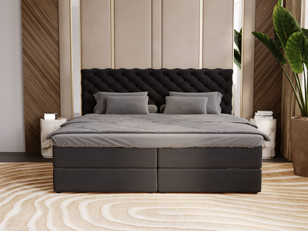Boxspringbett mit Bettkasten 140x200 Bergamo Schwarz