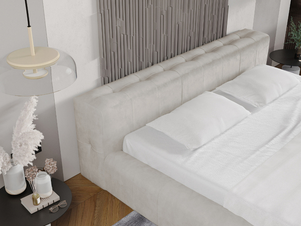 Polsterbett mit Bettkasten und Lattenrost 140x200 Lipari Beige