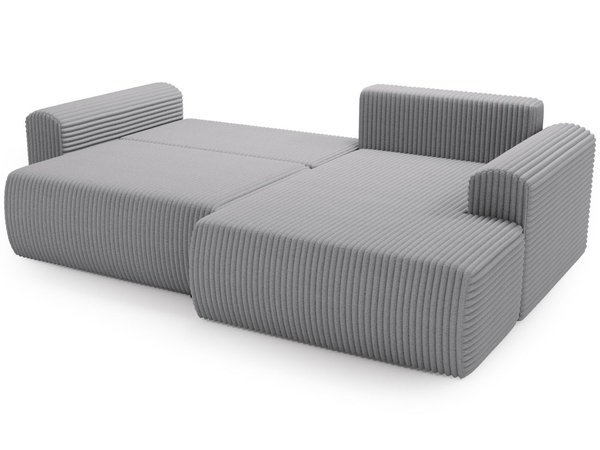 Ecksofa mit Schlaffunktion und Bettkasten Belvio rechts Hellgrau