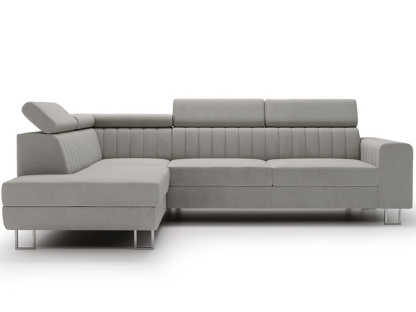 Ecksofa mit Schlaffunktion und Bettkasten Berona links Grau