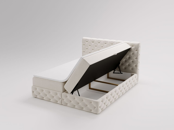 Boxspringbett mit Bettkasten 140x200 Canolo Creme