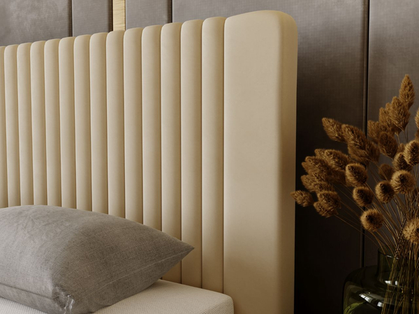 Polsterbett mit Bettkasten und Lattenrost 200x200 Malmo Beige