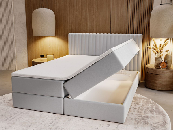 Boxspringbett mit Bettkasten 180x200 Marbella Hellgrau