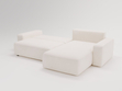 Ecksofa L-Form Rechts mit Schlaffunktion und Bettkasten Tazones Creme