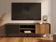 TV-Lowboard mit Türen 150 cm Pascale Nussbaum Warmia, Schwarz