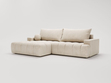 Ecksofa L-Form mit Schlaffunktion und Bettkasten Havi Links Hellbeige