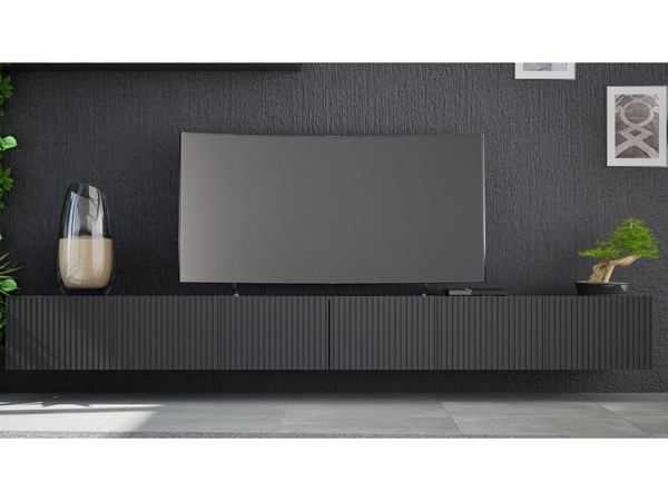 Set mit zwei TV-Lowboard mit Türen 150 cm Kioto Schwarz matt