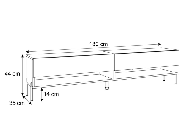 TV-Schrank für das Wohnzimmer 180 cm mit schwarzen Metallbeinen und LED-Beleuchtung Aurelie Kaschmir Hochglanz