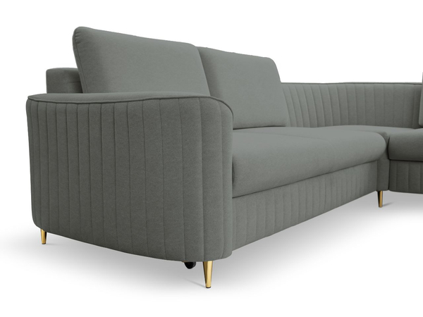 Ecksofa L-Form Links mit Schlaffunktion und Bettkasten Limon Grau