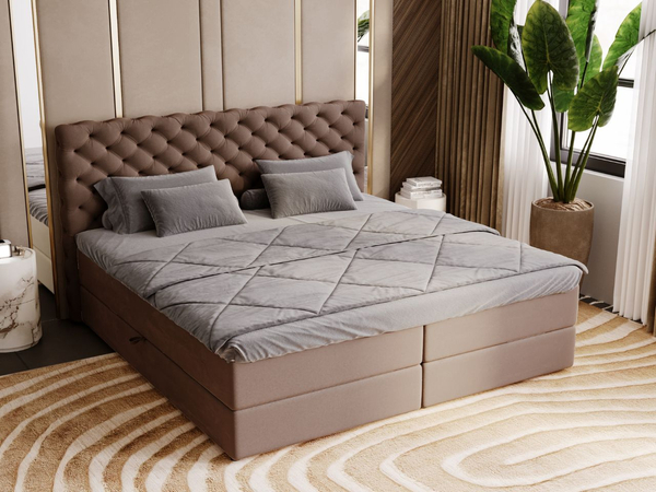 Boxspringbett mit Bettkasten 200x200 Bergamo Braun