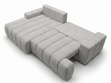 Ecksofa L-Form Links mit Schlaffunktion und Bettkasten Caleo Hellgrau
