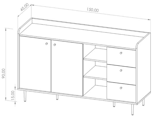 Kommode mit Türen und Schubladen Vasa Braun