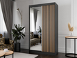 Schiebetürenschrank mit Spiegel und Lamellen 120 cm Loreto Schwarz