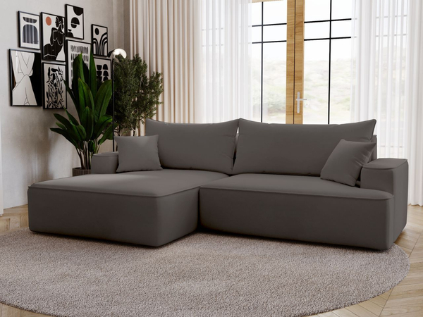 Ecksofa L-Form Links mit Schlaffunktion und Bettkasten California Dunkelgrau