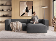 Ecksofa L-Form Rechts Moderne Cord Ecksofa Landi Dunkelgrau