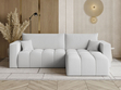 Ecksofa L-Form mit Schlaffunktion und Bettkasten Neva Bouclé-Stoff Grau