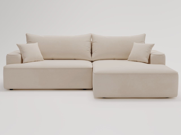 Ecksofa L-Form Rechts mit Schlaffunktion und Bettkasten California Beige