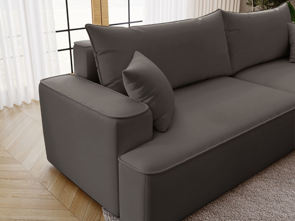Ecksofa L-Form Rechts mit Schlaffunktion und Bettkasten California Dunkelgrau