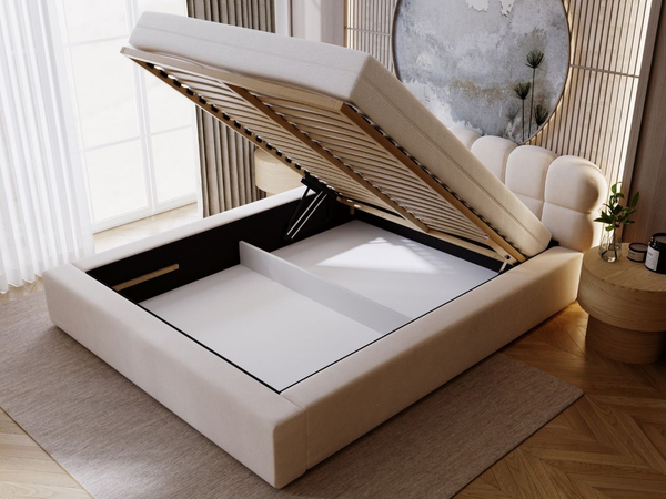 Polsterbett mit Bettkasten und Lattenrost 120x200 Plaza Beige