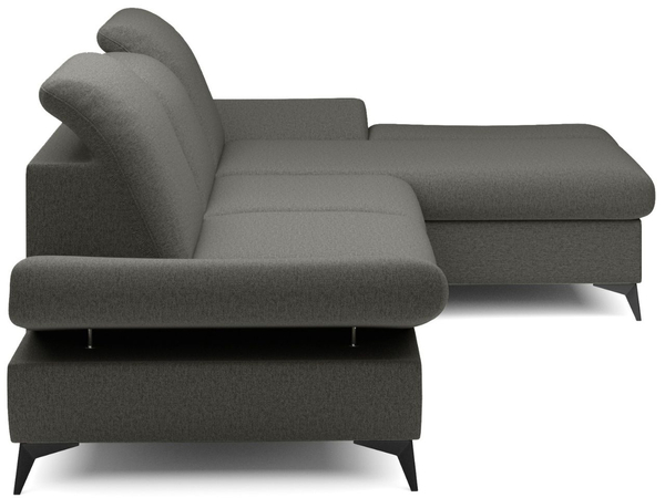 Ecksofa L-Form Rechts mit Schlaffunktion und Bettkasten Hannover Dunkelgrau
