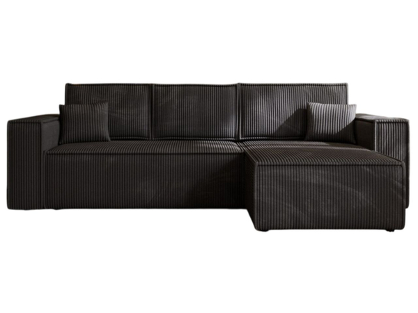Ecksofa L-Form mit Schlaffunktion und Bettkasten Prato XL Schwarz