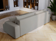 Ecksofa L-Form Links mit Schlaffunktion und Bettkasten California Hellgrau