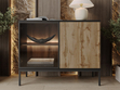 Türkommode mit Led Deo 104 cm Schwarz, Eiche Wotan