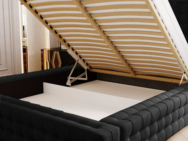 Polsterbett mit Bettkasten und Lattenrost 120x200 Barbados Schwarz