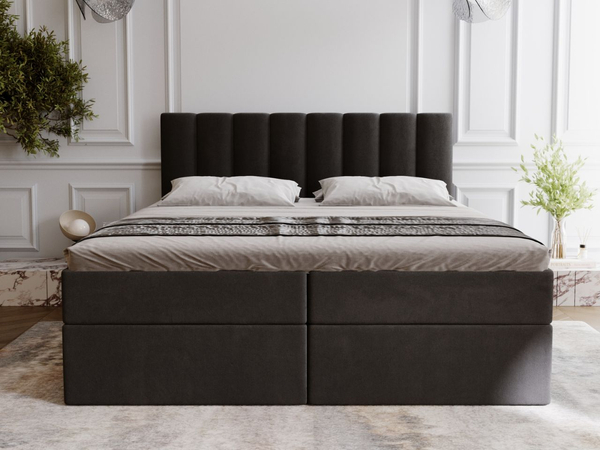 Boxspringbett mit Bettkasten 140x200 Mocca Schwarz