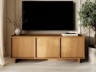 Dreitüriges TV-Lowboard 147 cm für Wohnzimmer Azumi Karamell Eiche