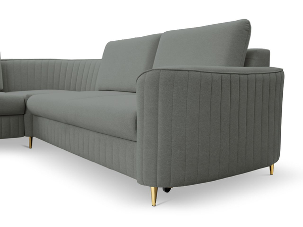 Ecksofa L-Form Rechts mit Schlaffunktion und Bettkasten Limon Grau