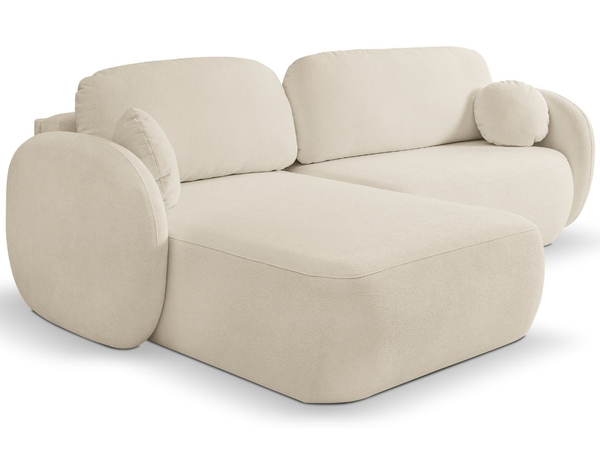 Ecksofa L-Form Links mit Schlaffunktion und Bettkasten Oreo Beige