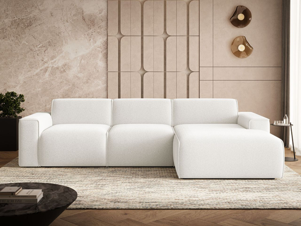 Ecksofa L-Form Rechts Lavia Bouclé-Stoff Weiß