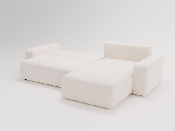 Ecksofa L-Form Rechts mit Schlaffunktion und Bettkasten Tazones Creme