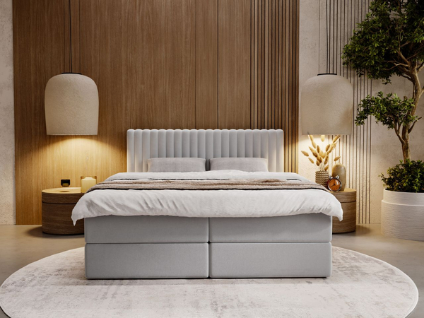 Boxspringbett mit Bettkasten 140x200 Marbella Hellgrau