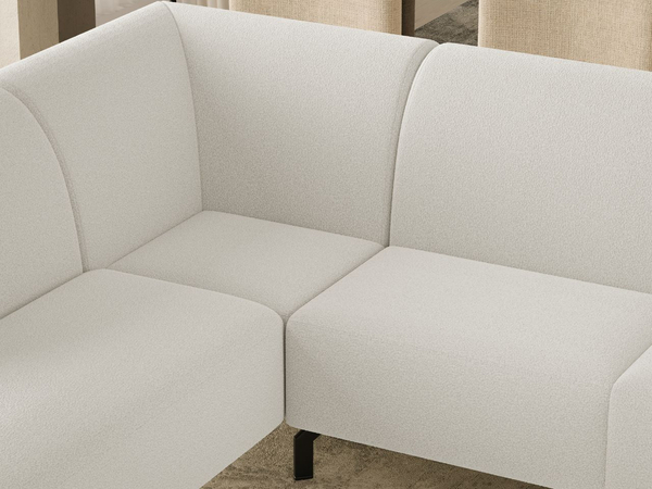 Ecksofa L-Form Links Regento Bouclé-Stoff Weiß
