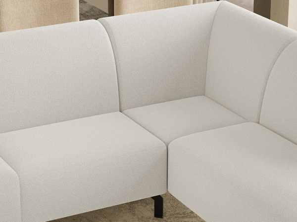 Ecksofa L-Form Rechts Regento Bouclé-Stoff Weiß