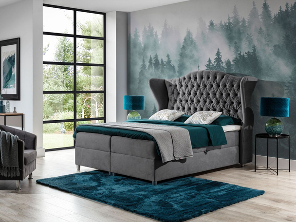 Boxspringbett mit Bettkasten 120x200 Kate Grau