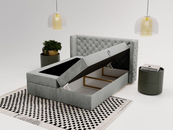 Boxspringbett mit Bettkasten 180x200 Lion Grau