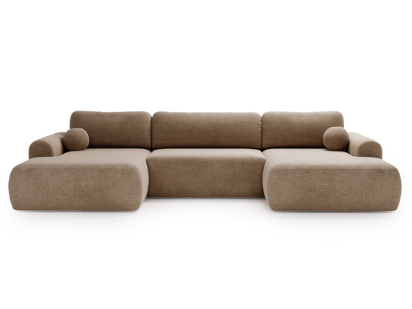 Wohnlandschaft mit Schlaffunktion und Bettkasten Savana Dunkelbeige