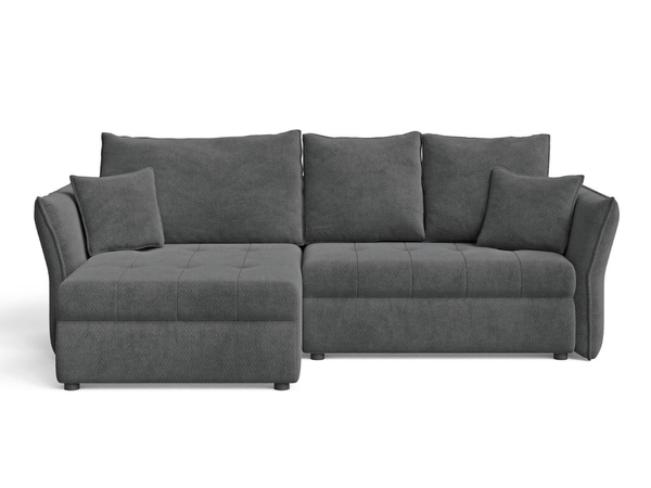 Ecksofa L-Form mit Schlaffunktion und Bettkasten Lino Dunkelgrau