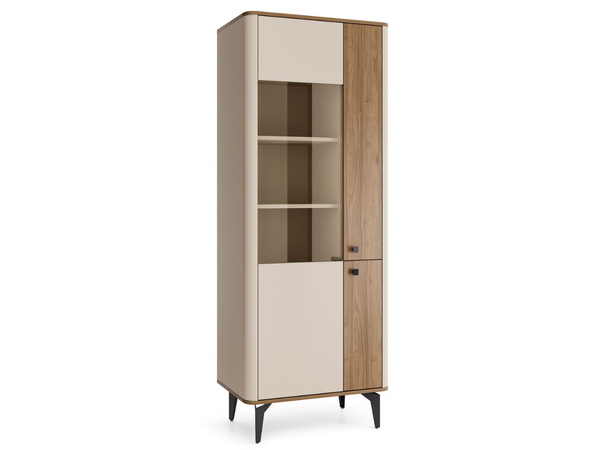 Hohe Vitrine mit LED-Beleuchtung Arelis Kaschmir, Royal Nussbaum
