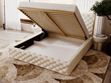 Polsterbett mit Bettkasten und Lattenrost 200x200 Wave Beige